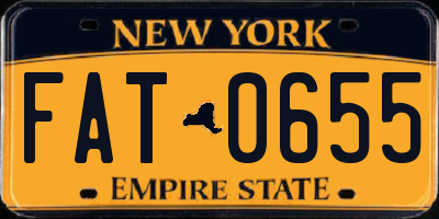 NY license plate FAT0655