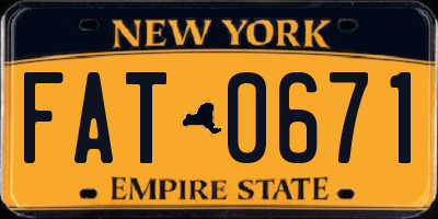 NY license plate FAT0671
