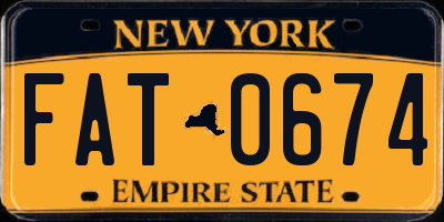 NY license plate FAT0674