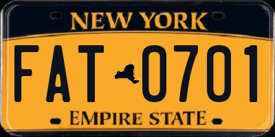 NY license plate FAT0701
