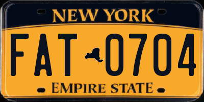 NY license plate FAT0704