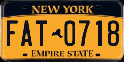 NY license plate FAT0718
