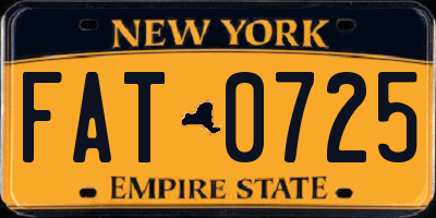 NY license plate FAT0725