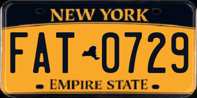 NY license plate FAT0729