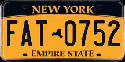 NY license plate FAT0752