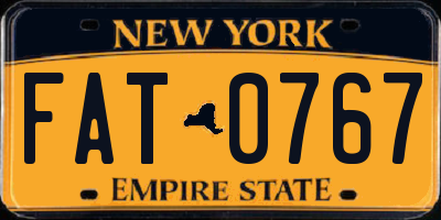 NY license plate FAT0767