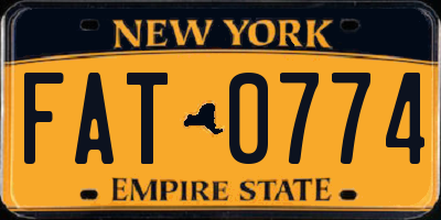 NY license plate FAT0774