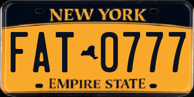 NY license plate FAT0777