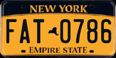NY license plate FAT0786