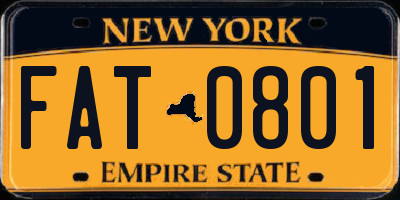 NY license plate FAT0801