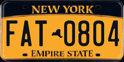 NY license plate FAT0804