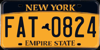 NY license plate FAT0824