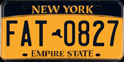 NY license plate FAT0827