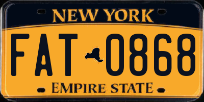 NY license plate FAT0868