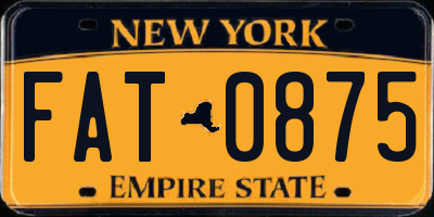 NY license plate FAT0875