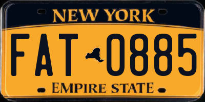 NY license plate FAT0885