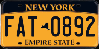 NY license plate FAT0892