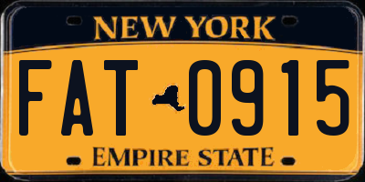 NY license plate FAT0915
