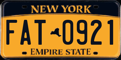 NY license plate FAT0921