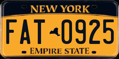NY license plate FAT0925
