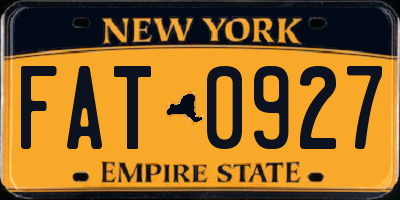 NY license plate FAT0927