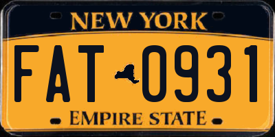 NY license plate FAT0931