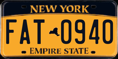 NY license plate FAT0940
