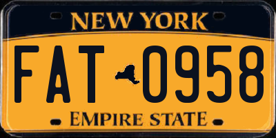 NY license plate FAT0958