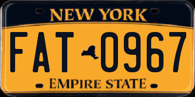 NY license plate FAT0967
