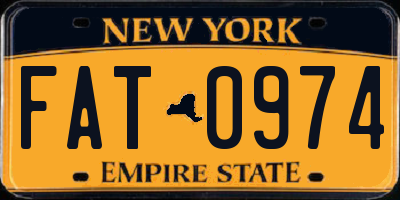 NY license plate FAT0974