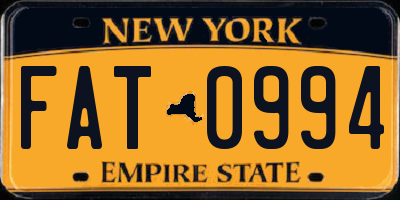 NY license plate FAT0994