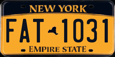 NY license plate FAT1031