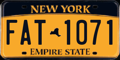 NY license plate FAT1071
