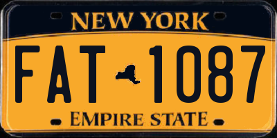 NY license plate FAT1087