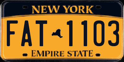 NY license plate FAT1103