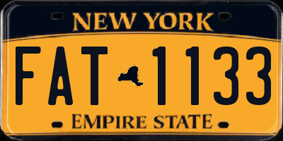 NY license plate FAT1133