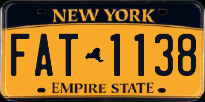 NY license plate FAT1138