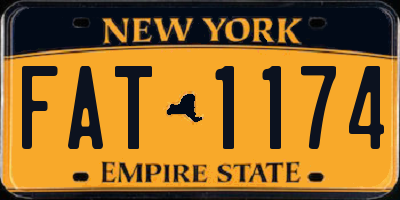 NY license plate FAT1174