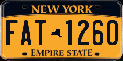 NY license plate FAT1260