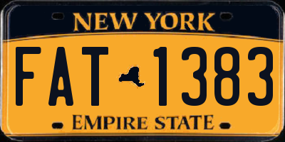 NY license plate FAT1383
