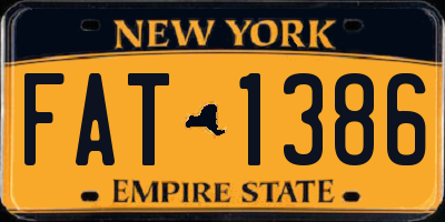 NY license plate FAT1386