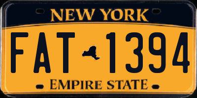 NY license plate FAT1394