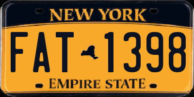 NY license plate FAT1398