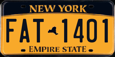 NY license plate FAT1401