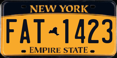 NY license plate FAT1423