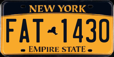 NY license plate FAT1430
