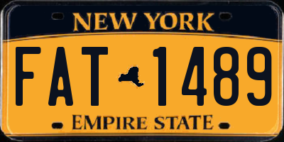NY license plate FAT1489