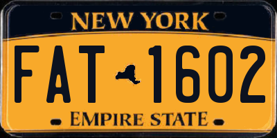 NY license plate FAT1602