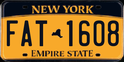 NY license plate FAT1608