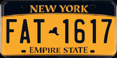 NY license plate FAT1617